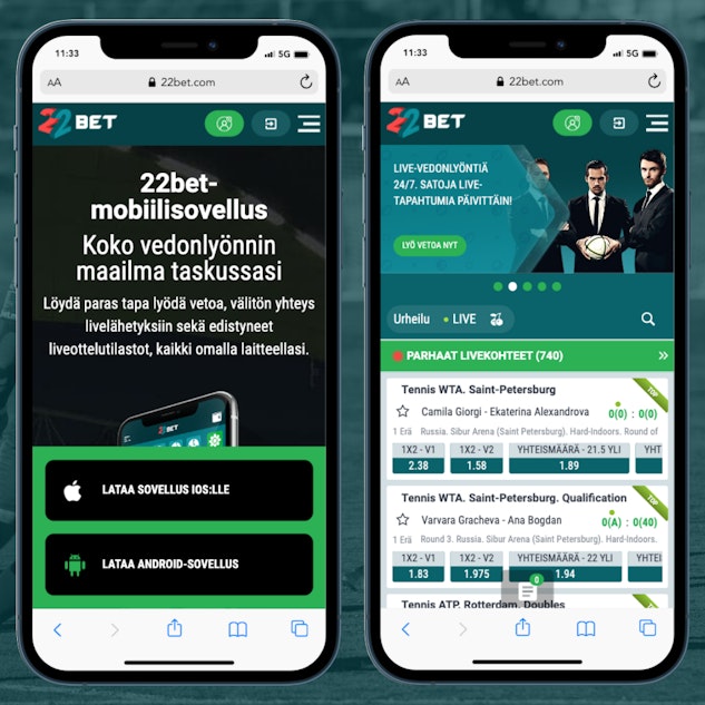 22bet mobiili käytössä ja sovelluksen latauksen ohjeet
