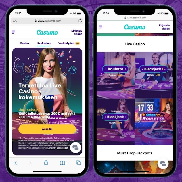 Casumo livekasino ja Casumo bonus