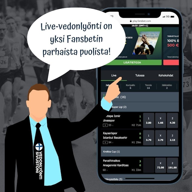 Fansbet livevedonlyönti mobiilissa