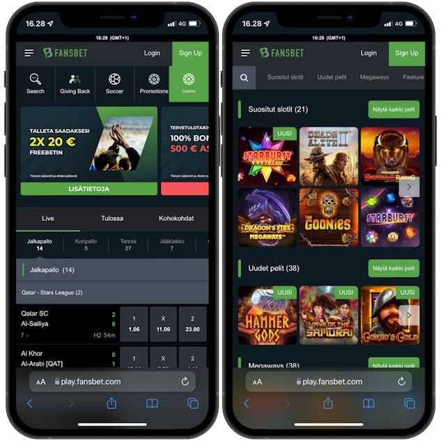 Fansbet mobiili käytössä puhelimella