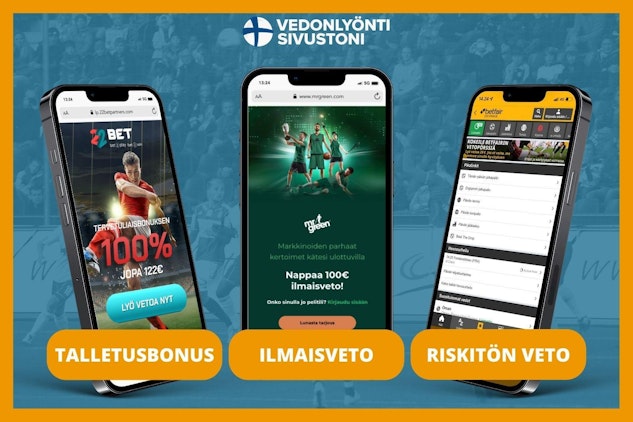 Kuvassa vedonlyontisivustojen suosituimmat bonustyypit