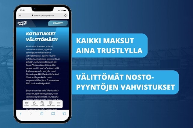 Supernopea vedonlyontisivun maksutavat mobiilissa